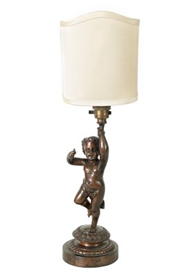 Lot 933 - A LATE 19TH CENTURY FIGURAL BRONZE LAMP