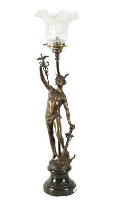 Lot 979 - AN EARLY 20TH-CENTURY FIGURAL BRONZED METAL LAMP