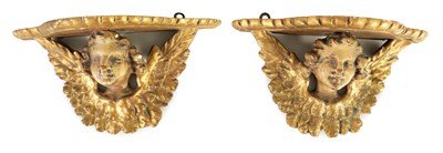 Lot 798 - A PAIR OF 19TH CENTURY GILT WOOD HANGING BRACKETS