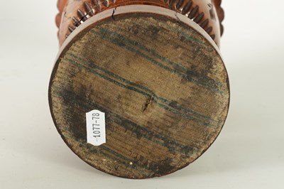 Lot 784 - AN UNUSUAL LATE REGENCY OAK URN SHAPED TEA CADDY