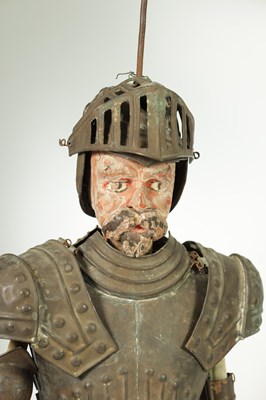 Lot 927 - AN UNUSUAL 18TH CENTURY CARVED WOOD HAND PUPPET OF A KNIGHT IN ARMOUR
