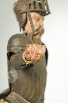 Lot 927 - AN UNUSUAL 18TH CENTURY CARVED WOOD HAND PUPPET OF A KNIGHT IN ARMOUR