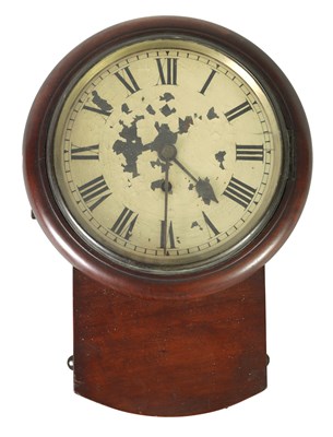 Lot 1146 - A 19TH CENTURY MAHOGANY 8” DROP DIAL FUSEE WALL CLOCK