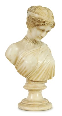 Lot 880 - A 19TH CENTURY CARVED WHITE MARBLE BUST