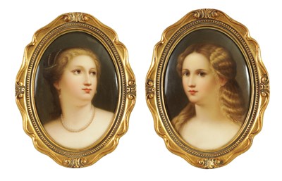 Lot 56 - A PAIR OF LATE 19TH CENTURY VIENNA OVAL CONVEX HANGING PLAQUES
