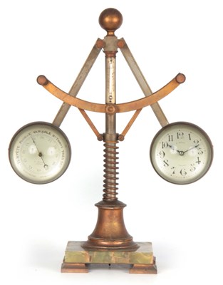 Lot 1275 - A LARGE LATE 19TH CENTURY FRENCH INDUSTRIAL CENTRIFUGAL GOVERNOR CLOCK/BAROMETER