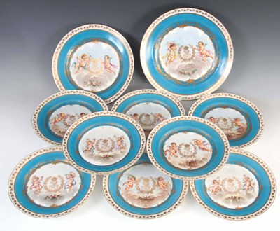 Lot 126 - A 19TH CENTURY SET OF TEN SEVRES PORCELAIN