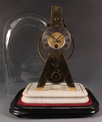 Lot 511 - A rare early Brass SKELETON CLOCK with helical...