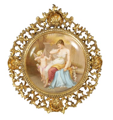 Lot 72 - A FINE LATE 19TH CENTURY VIENNA DISHED PORCELAIN HANGING PLAQUE