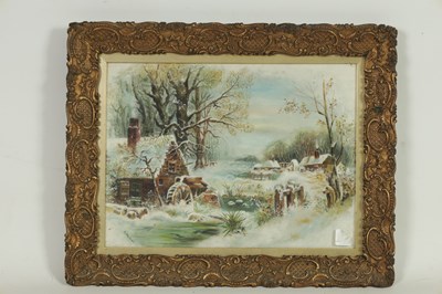 Lot 1019 - C THACKRAY, AN EARLY 20TH CENTURY OIL ON CANVAS SNOWSCAPE