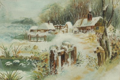 Lot 1019 - C THACKRAY, AN EARLY 20TH CENTURY OIL ON CANVAS SNOWSCAPE