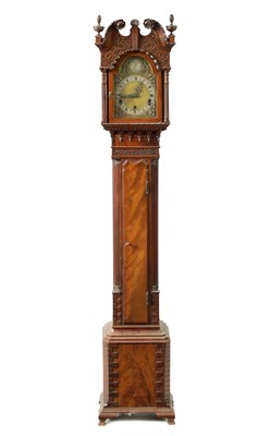 Lot 1221 - AN EARLY 20TH CENTURY MINIATURE CHIPPENDALE STYLE LONGCASE CLOCK