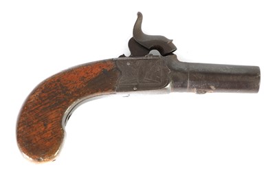 Lot 624 - A 19TH CENTURY PERCUSSION BOXLOXK POCKET PISTOL