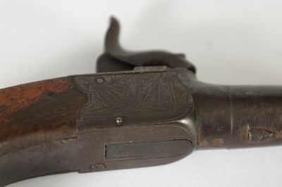 Lot 624 - A 19TH CENTURY PERCUSSION BOXLOXK POCKET PISTOL