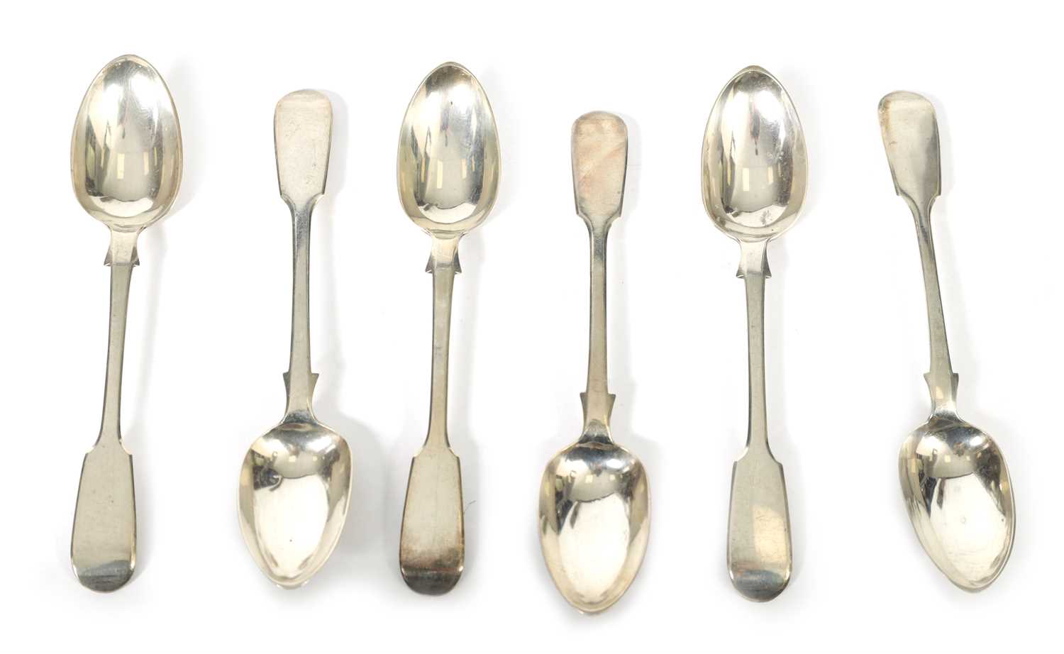 Lot 525 - A SET OF 6 EARLY VICTORIAN FIDDLE PATTERN