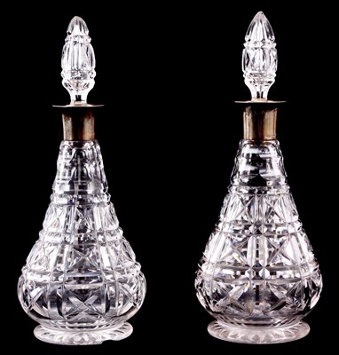 Lot 77 - A PAIR OF GEORGE V SILVER MOUNTED PEAR SHAPED...