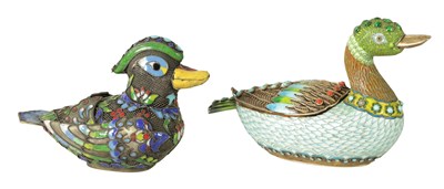 Lot 306 - A FINE PAIR OF 19TH CENTURY SILVER GILT AND JEWELLED COLOURED ENAMEL MANDARIN DUCKS