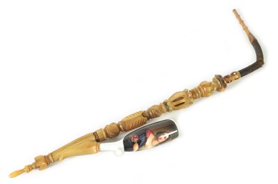 Lot 953 - A 19TH CENTURY MIDDLE EASTERN HORN PIPE