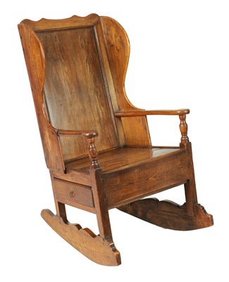 Lot 1342 - AN 18TH CENTURY ELM LAMBING CHAIR