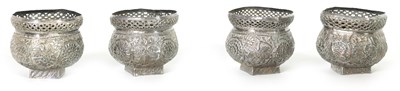 Lot 186 - A SET OF 4 19TH CENTURY INDIAN SILVER POST VASES