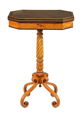 Lot 1337 - A REGENCY ROSEWOOD AND FIGURED SATINWOOD BIJOUTERIE TABLE