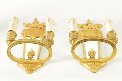 Lot 428 - A PAIR OF ORMOLU REGENCY STYLE TWO BRANCH WALL LIGHTS