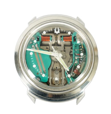 Lot 464 - A 1960’S GENTLEMAN’S STEEL BULOVA ACCUTRON WRISTWATCH