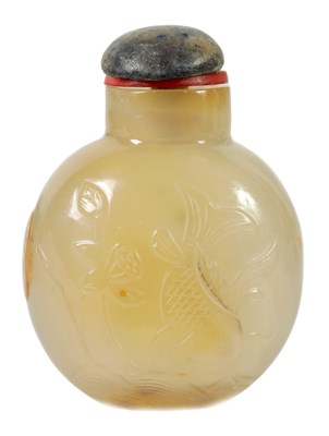 Lot 356 - A 19TH CENTURY CHINESE SMOKED GLASS SNUFF BOTTLE