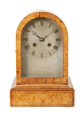 Lot 1197 - A MID 19TH CENTURY FRENCH BIRDSEYE MAPLE MANTEL CLOCK