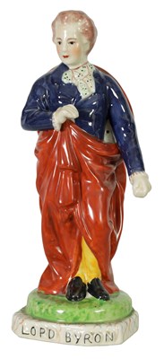 Lot 152 - A MID 19TH CENTURY STAFFORDSHIRE FIGURE OF LORD BYRON