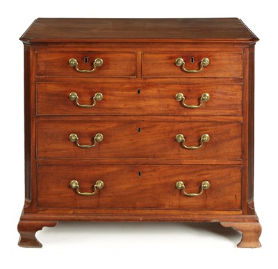 Lot 1038 - A GEORGE III MAHOGANY CHEST OF DRAWERS