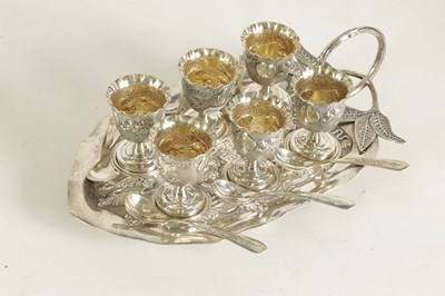 Lot 124 - A LATE 19TH CENTURY CHINESE SILVER SIX-PIECE EGG CRUET BY LUEN WO