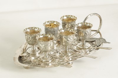 Lot 124 - A LATE 19TH CENTURY CHINESE SILVER SIX-PIECE EGG CRUET BY LUEN WO