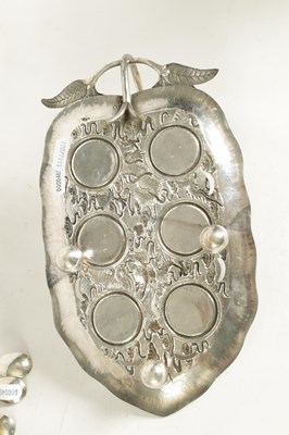 Lot 124 - A LATE 19TH CENTURY CHINESE SILVER SIX-PIECE EGG CRUET BY LUEN WO