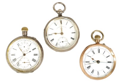 Lot 227 - THREE OPEN FACED POCKET WATCHES