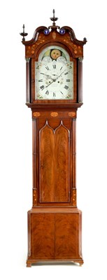 Lot 805 - B. FERNIVAL, OLDHAM. A LATE GEORGE III FIGURED MAHOGANY EIGHT-DAY LONGCASE CLOCK