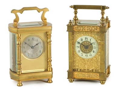 Lot 835 - TWO LATE 19TH CENTURY FRENCH CARRIAGE CLOCKS