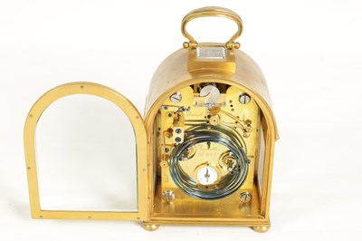 Lot 837 - L. LEROY, PARIS. A FINE AND RARE GIANT GILT BRASS ‘BOURNE’ CASED GRAND SONNERIE STRIKING CARRIAGE CLOCK