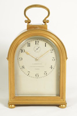 Lot 837 - L. LEROY, PARIS. A FINE AND RARE GIANT GILT BRASS ‘BOURNE’ CASED GRAND SONNERIE STRIKING CARRIAGE CLOCK