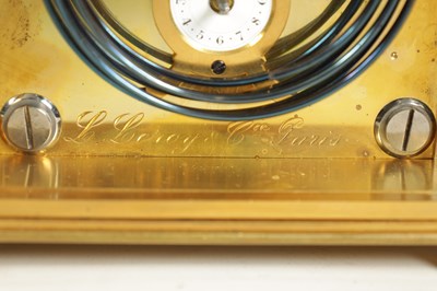 Lot 837 - L. LEROY, PARIS. A FINE AND RARE GIANT GILT BRASS ‘BOURNE’ CASED GRAND SONNERIE STRIKING CARRIAGE CLOCK