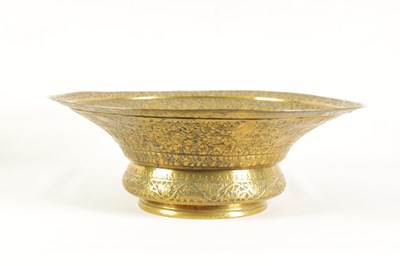 Lot 154 - A LARGE 19TH CENTURY INDIAN BRASS BENARES BOWL