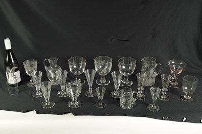 Lot 9 - A LARGE COLLECTION OF 19TH/20TH CENTURY WINE GLASSES AND JUGS