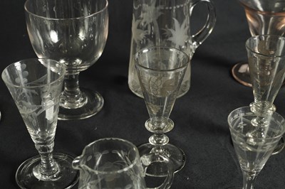 Lot 9 - A LARGE COLLECTION OF 19TH/20TH CENTURY WINE GLASSES AND JUGS