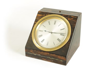 Lot 867 - A MID 19TH CENTURY CALAMANDER AND GILT BRASS DESK CLOCK