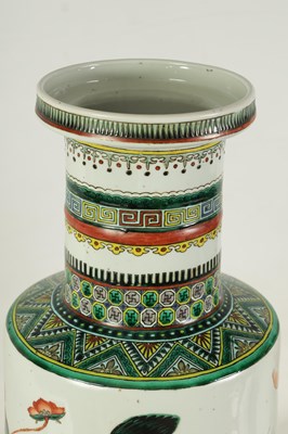 Lot 173 - A LARGE PAIR OF 19TH CENTURY CHINESE FAMILLE VERTE PORCELAIN VASES