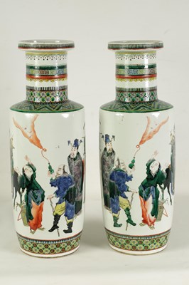 Lot 173 - A LARGE PAIR OF 19TH CENTURY CHINESE FAMILLE VERTE PORCELAIN VASES