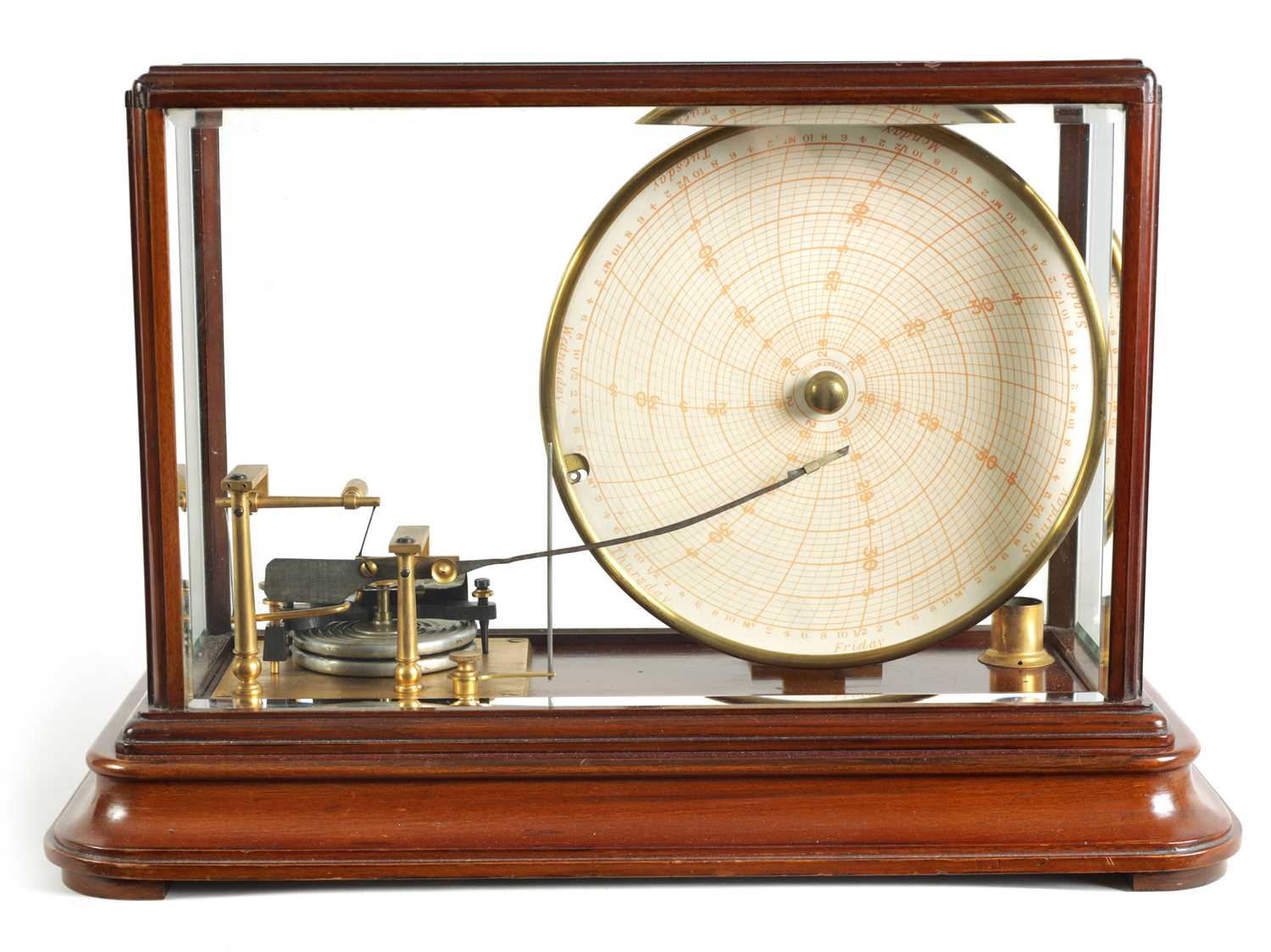 Lot 853 - A RARE LATE 19TH CENTURY MAHOGANY BAROGRAPH WITH DISC CHART