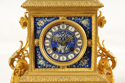 Lot 789 - A LATE 19TH CENTURY FRENCH ORMOLU AND PORCELAIN PANELLED MANTEL CLOCK