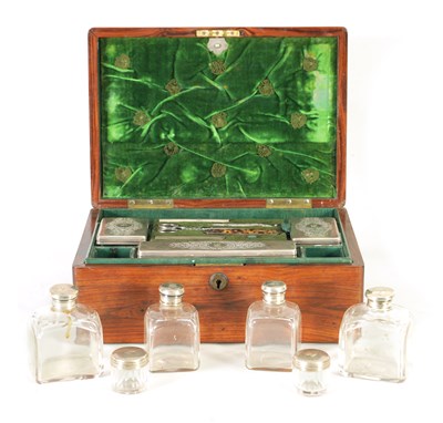 Lot 748 - A REGENCY KING WOOD AND SILVER FITTED GENTLEMANS DRESSING BOX