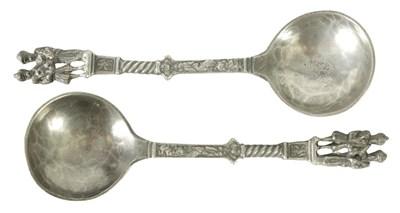 Lot 730 - TWO EARLY PEWTER APOSTLE SPOONS